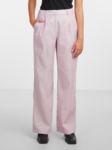 PIECES Wide leg Pants 'GLITTY' in Purple: front