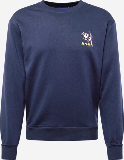 JACK & JONES Sweatshirt 'MAKI' in de kleur Nachtblauw / Geel / Lichtlila / Wit, Productweergave