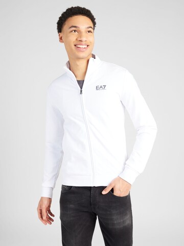 Veste de survêtement EA7 Emporio Armani en blanc : devant