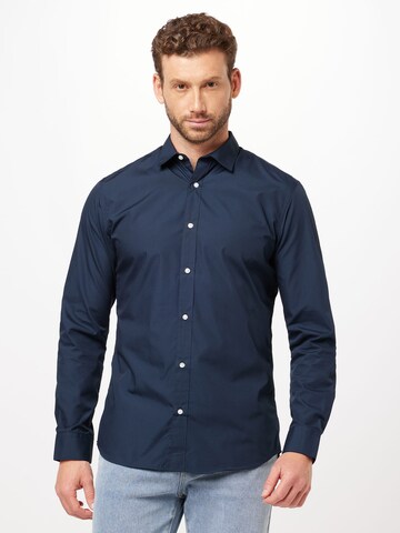 JACK & JONES - Ajuste estrecho Camisa de negocios 'JOE' en azul: frente