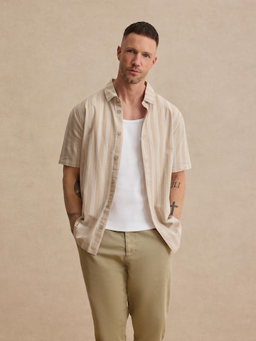 DAN FOX APPAREL Regular fit Button Up Shirt 'Levin' in Beige: front