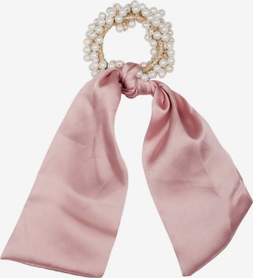 styleBREAKER Haarschmuck 'Perlen Haargummi mit Satin Schleife' in Pink: Vorderseite