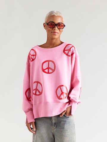Sweat-shirt 'Peace' miss goodlife en rose : devant
