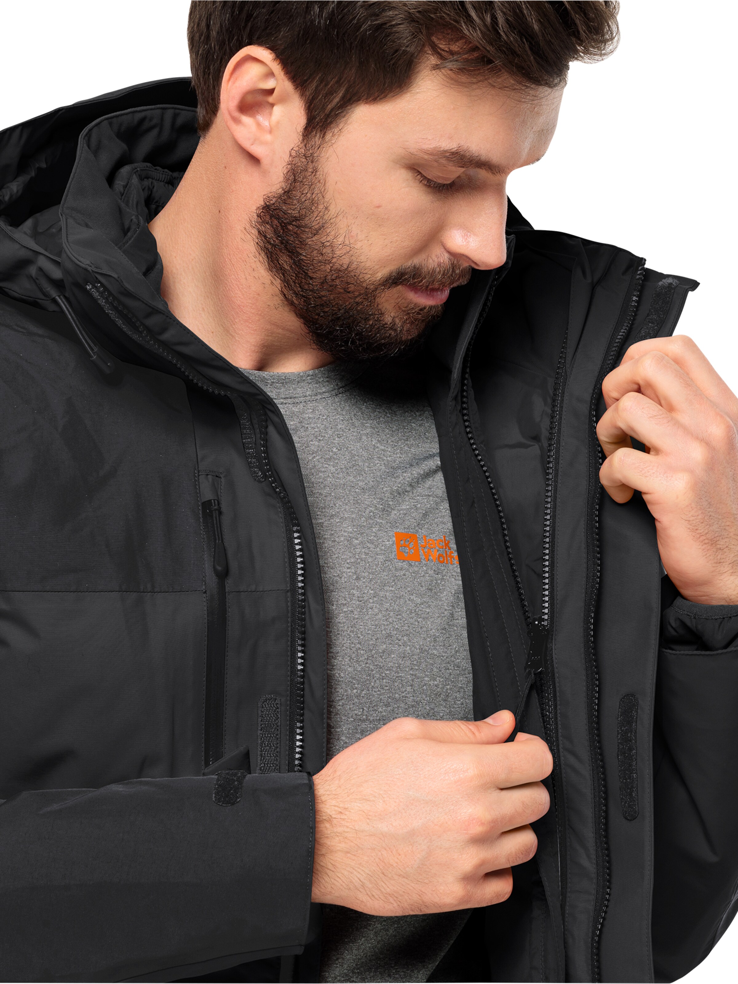 JACK WOLFSKIN Outdoorjacke 'JASPER' in Schwarz