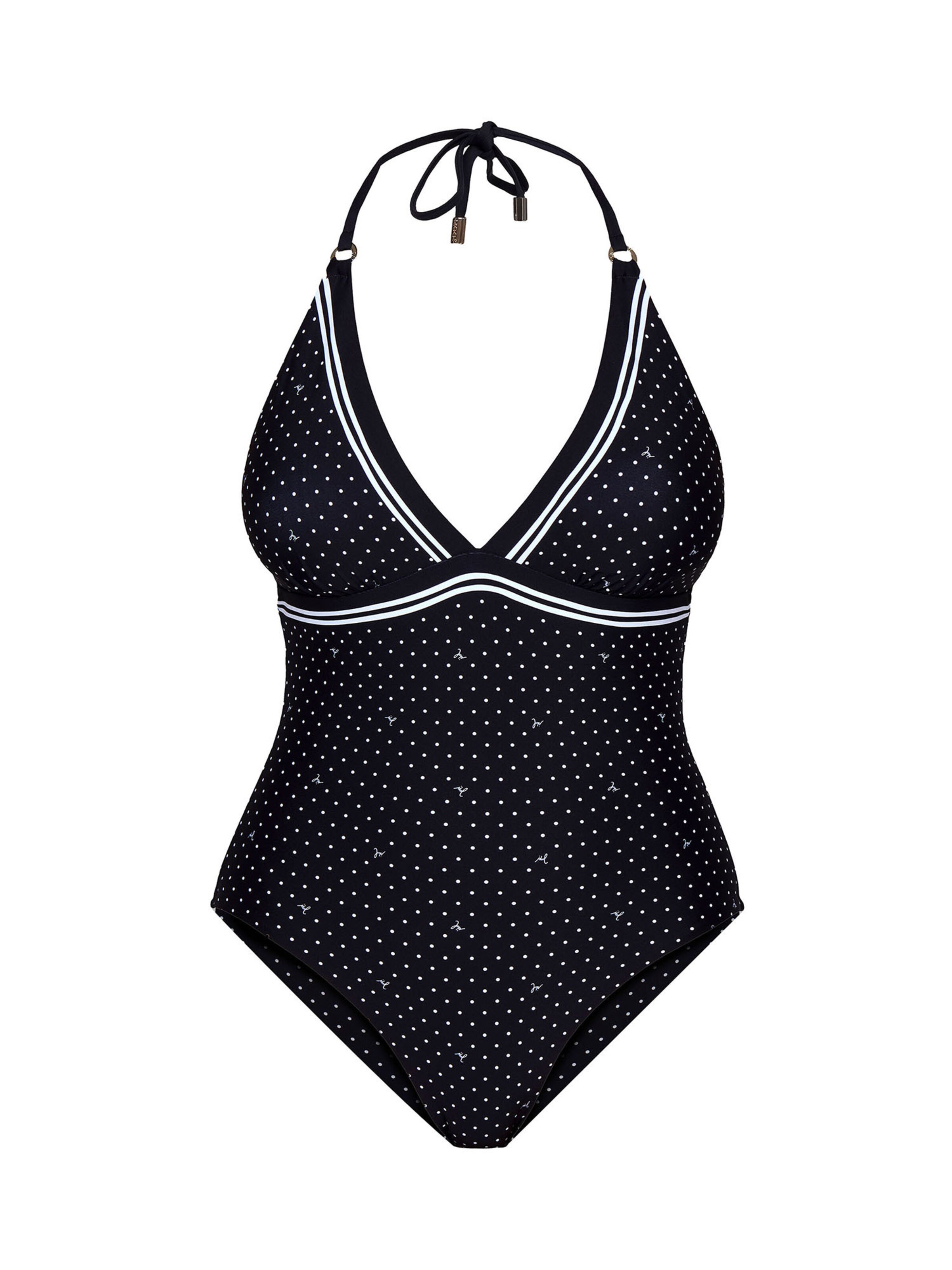 JOOP! Bustier Badeanzug ' Polka Dots ' in Schwarz: Vorderseite