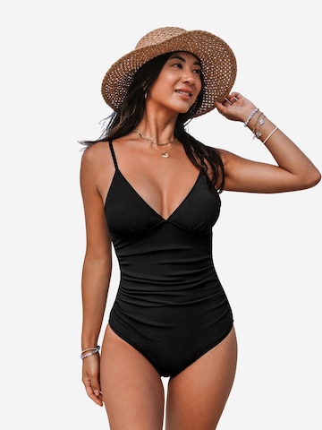 Cupshe Bustier Badeanzug‌‌ in Schwarz: Vorderseite
