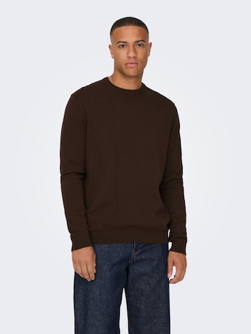 Only & Sons Regular fit Sweater 'Alex' in Brown: front