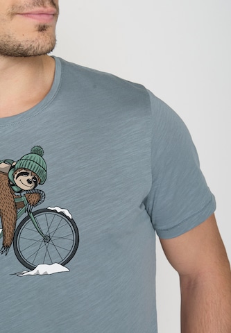 GREENBOMB Shirt 'Animal Sloth Ice' in Blauw