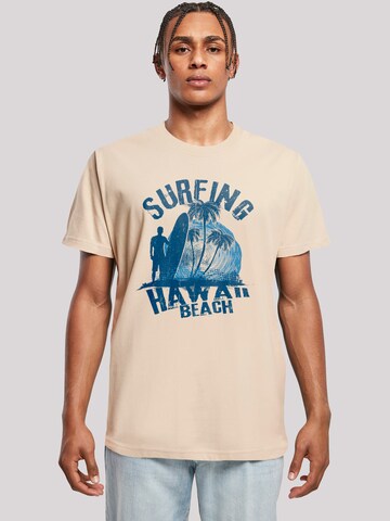 T-Shirt 'Hawaii Surf Beach Summer' F4NT4STIC en beige : devant