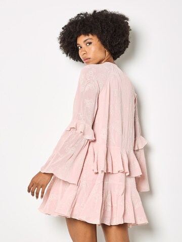 Apricot Floral Embroidered Mini Dress ' ' in Pink