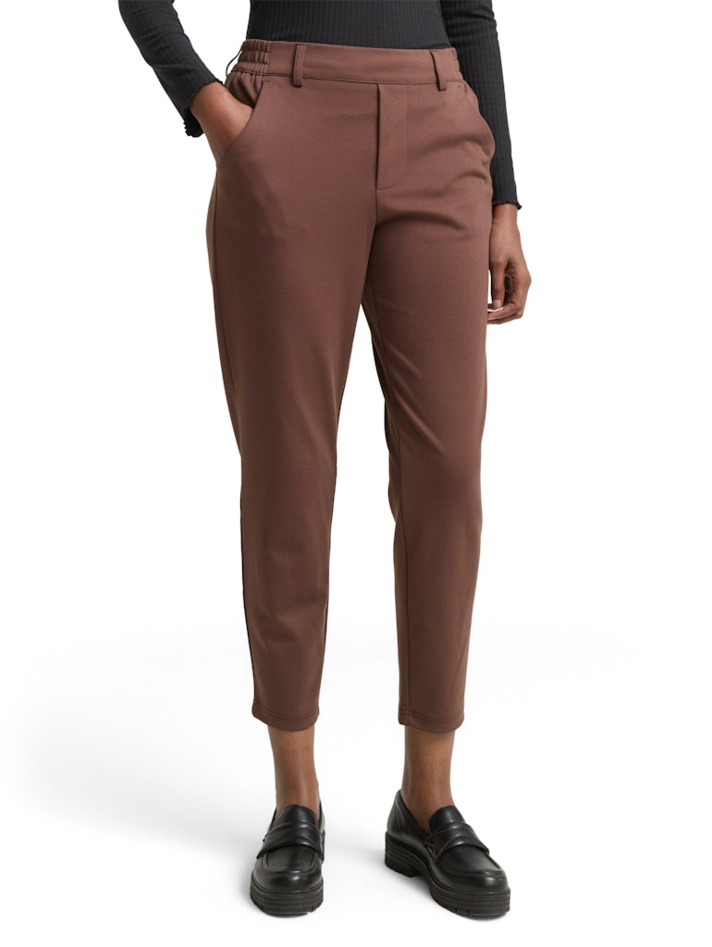 TOM TAILOR DENIM Tapered Pants in Brown: front
