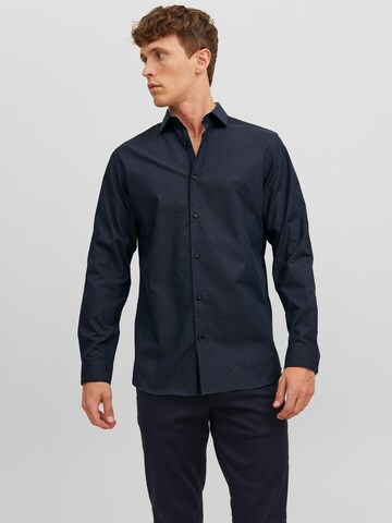 Slim fit Camicia 'Parker' di JACK & JONES in blu: frontale