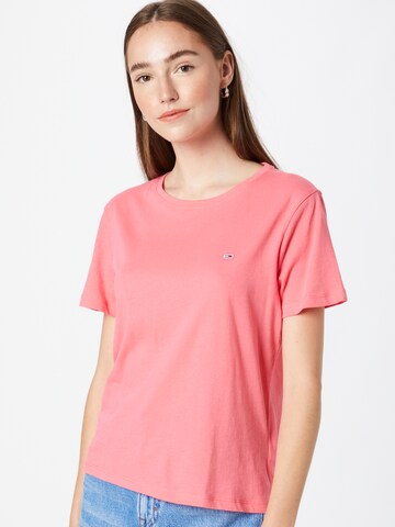 T-shirt Tommy Jeans en rose : devant