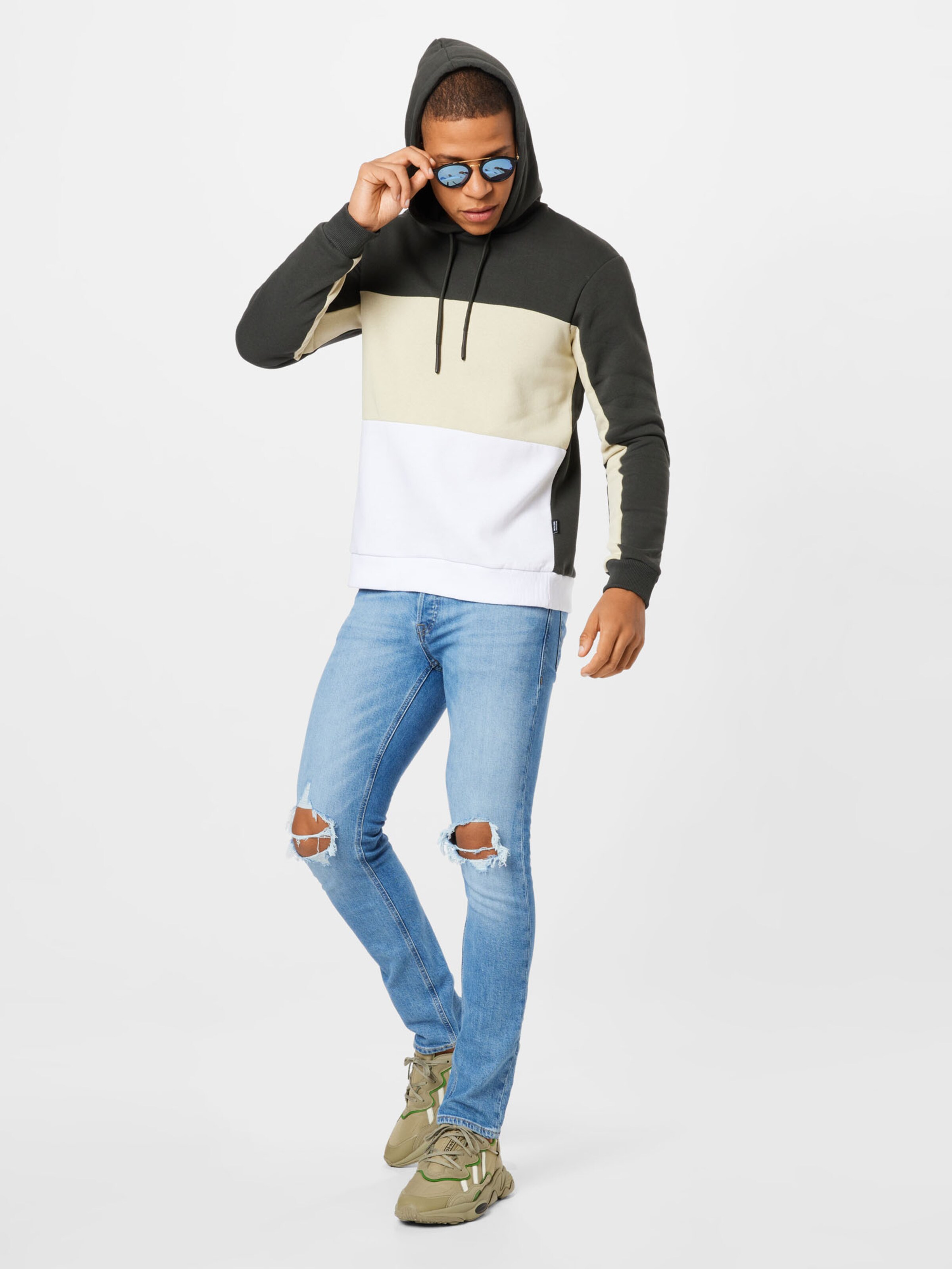 Männer Sweat Only & Sons Sweatshirt 'Flin' in Dunkelgrün - QP53463 Männer Sweat Only & Sons Sweatshirt 'Flin' in Dunkelgrün - QP53463
