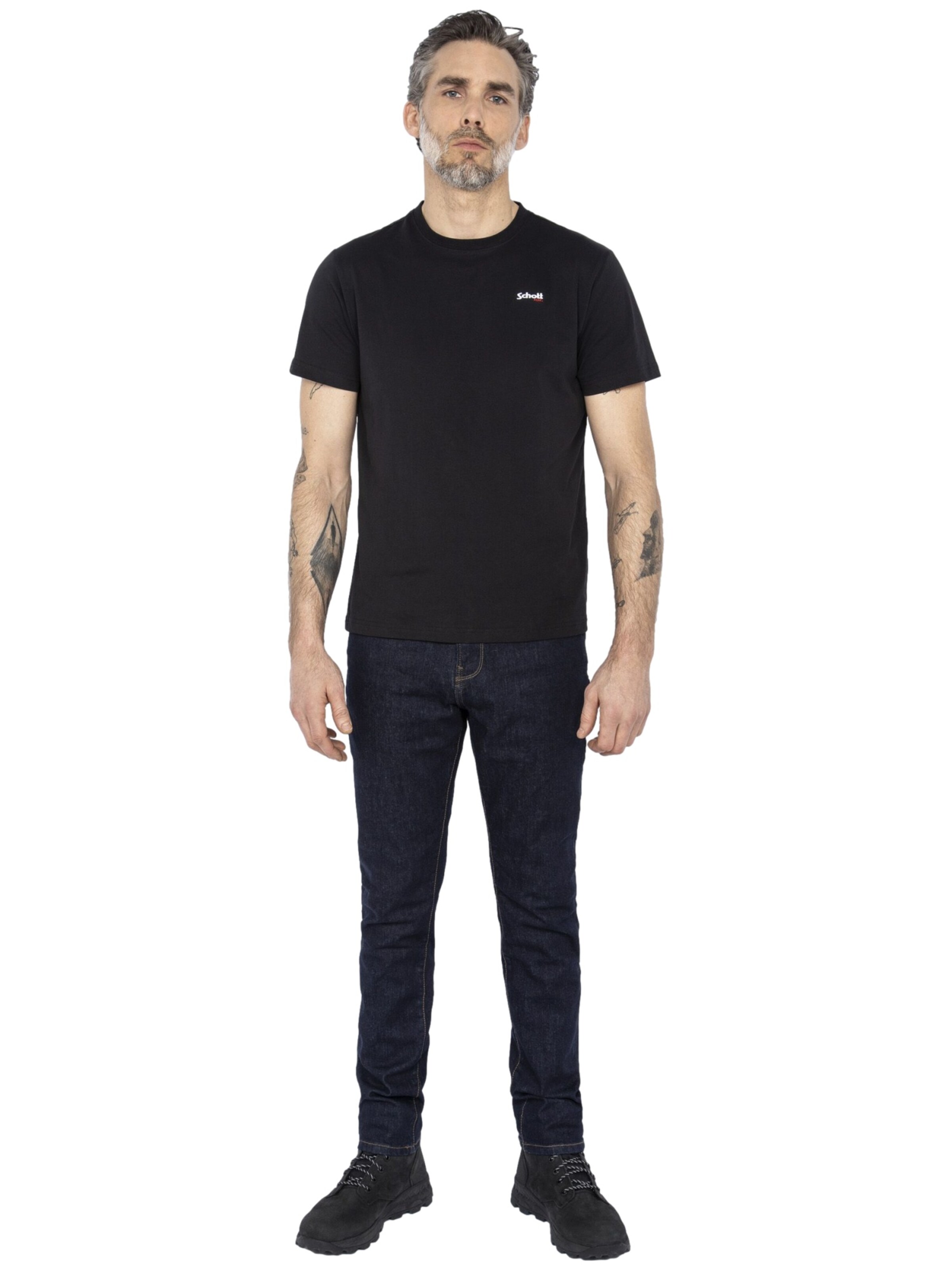 Schott NYC T-Shirt in Schwarz: Vorderseite