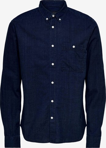 Only & Sons Regular fit Button Up Shirt 'Tobin' in Blue: front