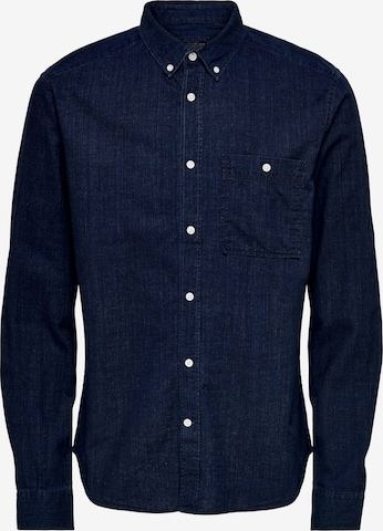 Only & Sons Button Up Shirt 'Tobin' in Blue: front