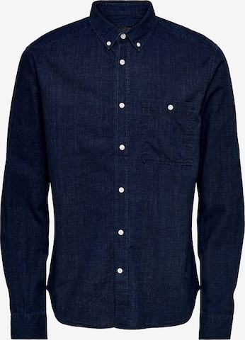 Only & Sons Regular fit Button Up Shirt 'Tobin' in Blue: front