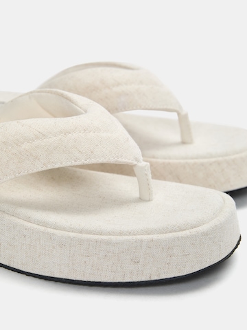 Pull&Bear T-bar sandals in Beige
