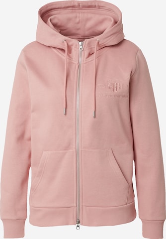 GANT Zip-Up Hoodie in Pink: front