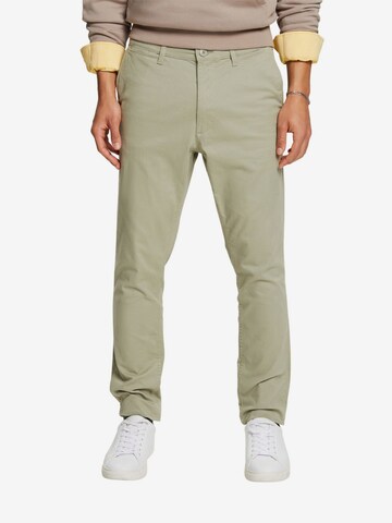 Coupe slim Pantalon chino ESPRIT en vert : devant