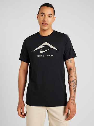 NIKE - Camiseta funcional 'TRAIL' en negro: frente