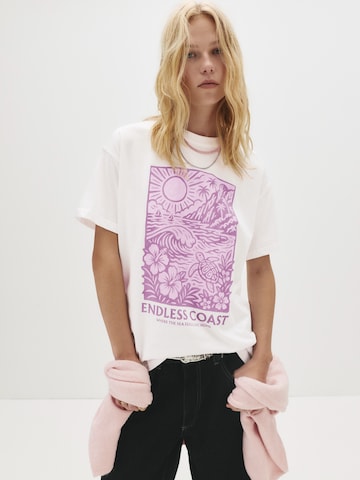 T-shirt 'SUMMER COAST' Pull&Bear en blanc : devant