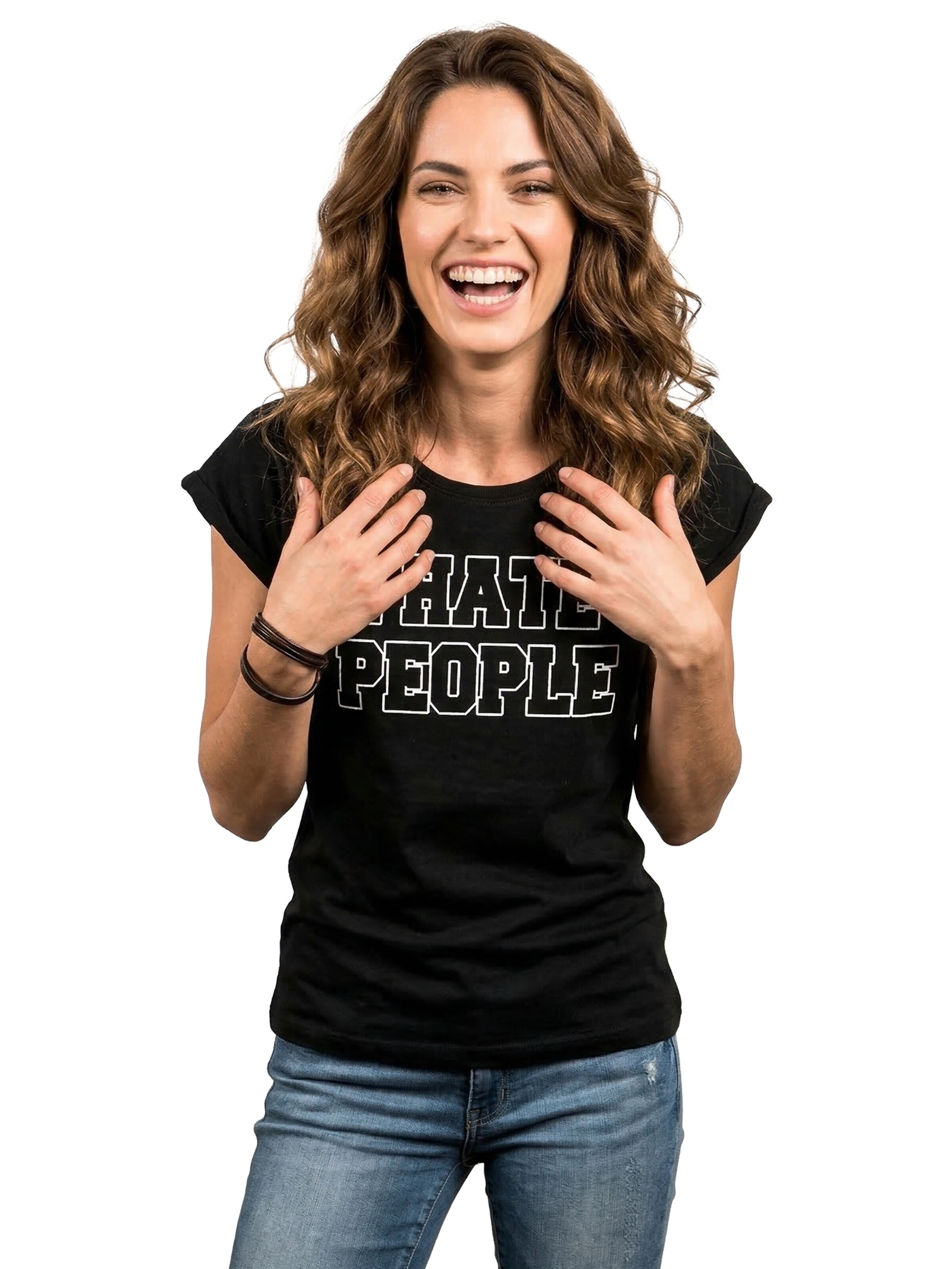 MAKAYA Shirt 'I hate People' in Black