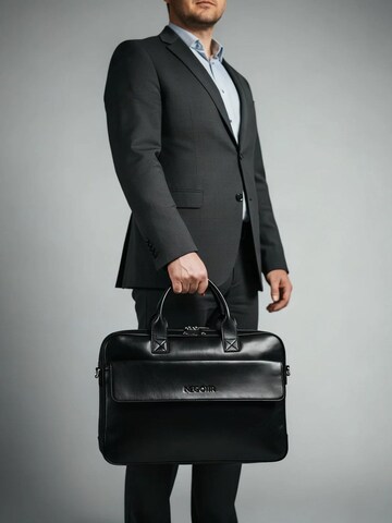 NEGOTIA Leather Laptop bag 'Orden' in Black: front