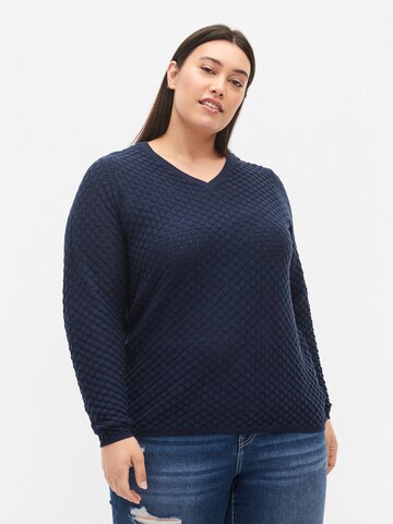 Zizzi Sweater 'CAELSA' in Blue: front