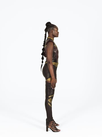 Coupe slim Pantalon folklorique 'Amazonian Gold Belt – Pantalon' Vibranyum en noir