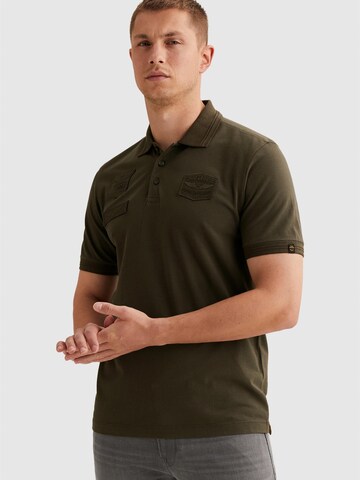 PME Legend T-shirt 'Polo shirt with badges and ribbed collar' i grön