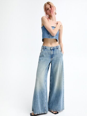 Pull&Bear Wide leg Jeans i blå