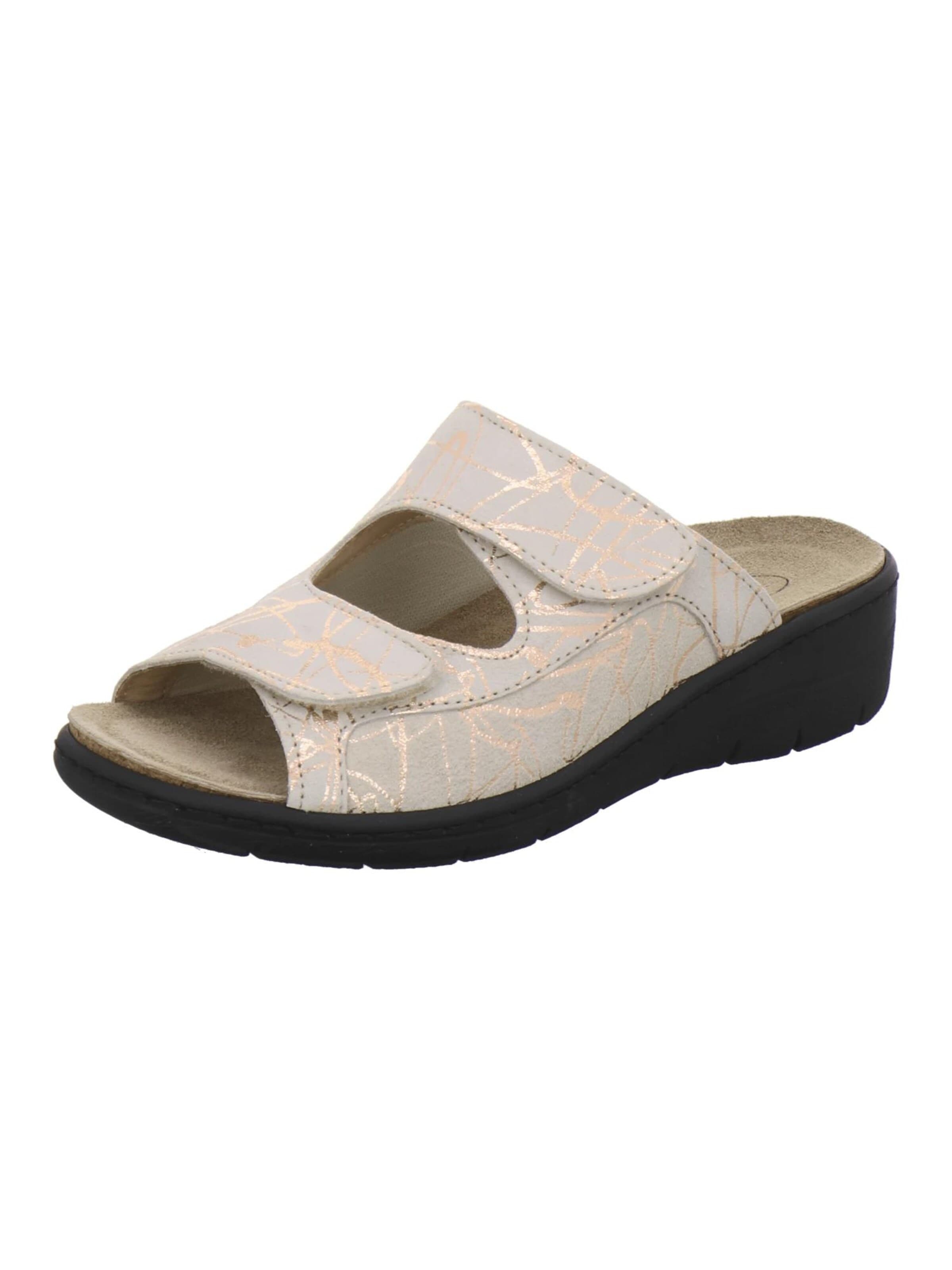 AFS-Schuhe Muiltjes 'Hallux Pantoletten Damen Wechselfußbett beige' in Beige: voorkant