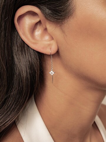 Hey Happiness - Pendientes 'Crystal Threader' en plata: frente