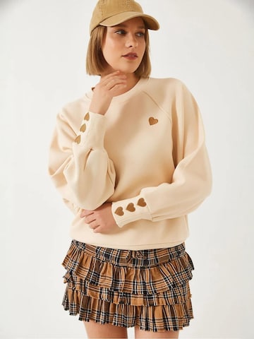 Bianco Lucci Sweatshirt in Beige: front