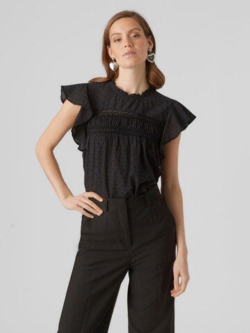 VERO MODA Blouse 'Trine' in Zwart: voorkant