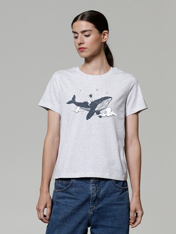 Watapparel Shirt ' Spacewhale ' in Wit: voorkant