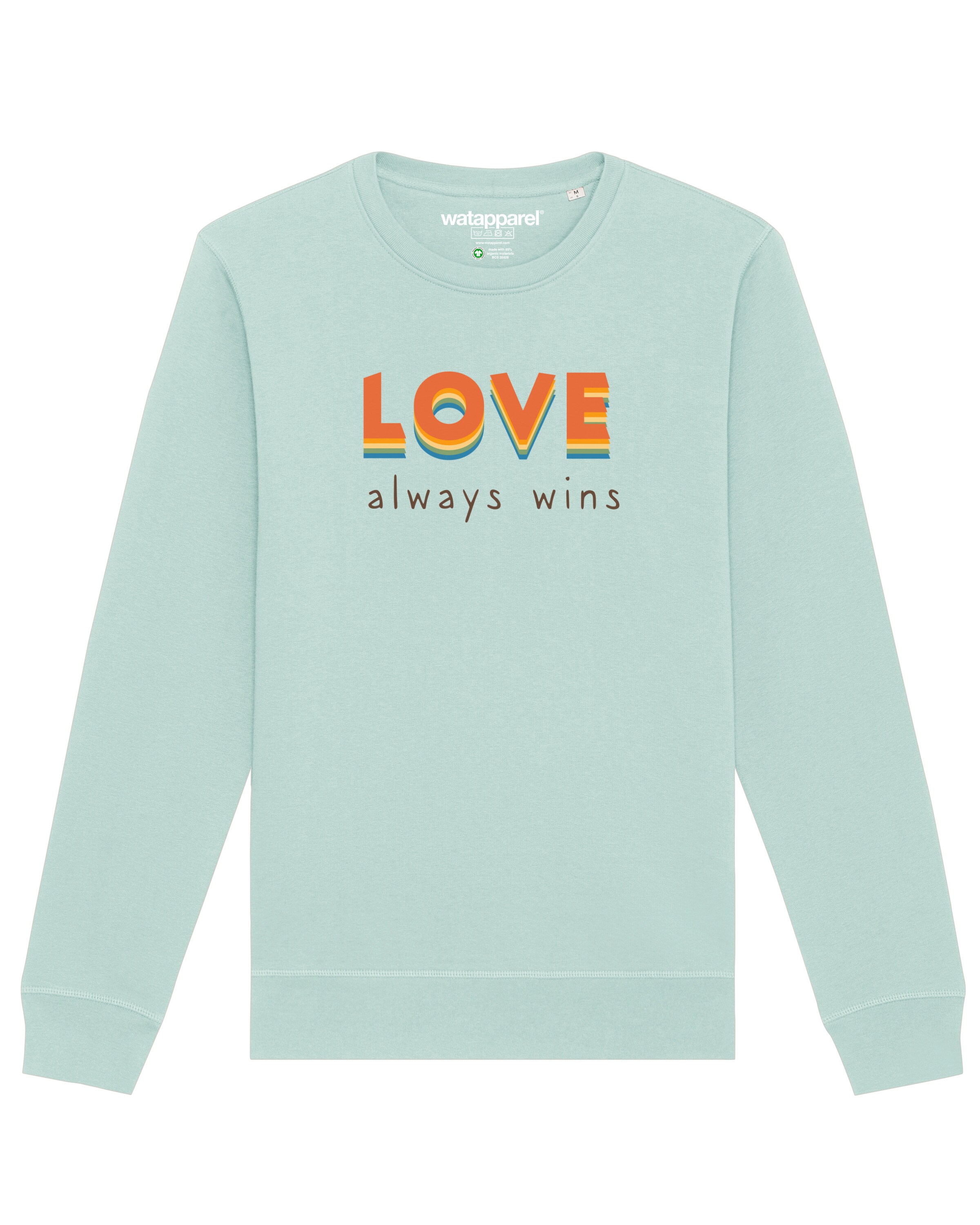 Watapparel Sweatshirt ' Love always wins ' in Blau: Vorderseite