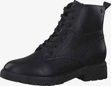 s.Oliver Lace-Up Ankle Boots in Black: front