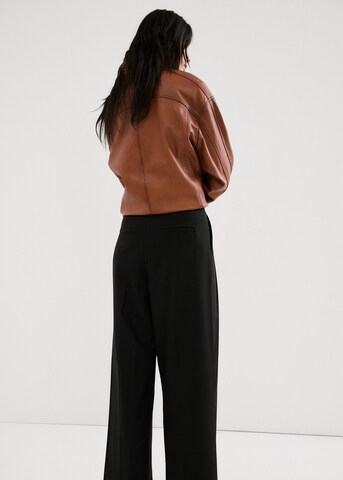 MANGO Wide leg Pleat-Front Pants 'Anna' in Black