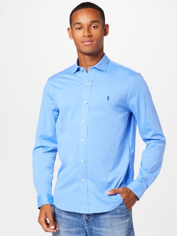 Coupe regular Chemise business Polo Ralph Lauren en bleu : devant