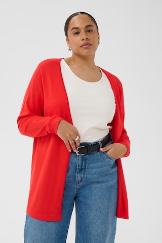 KAFFE CURVE Knit cardigan 'KCfarsia' in Red: front