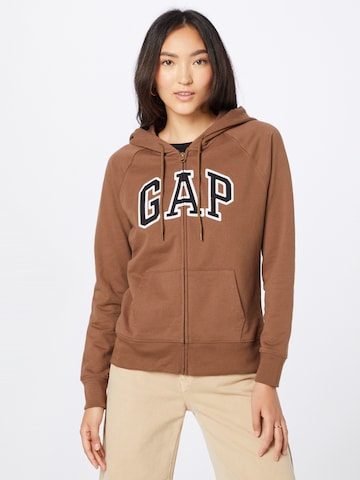 Gap Tall Zip-Up Hoodie 'FASH' in Brown: front