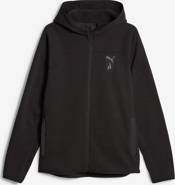 PUMA - Sudadera con cremallera deportiva en negro: frente