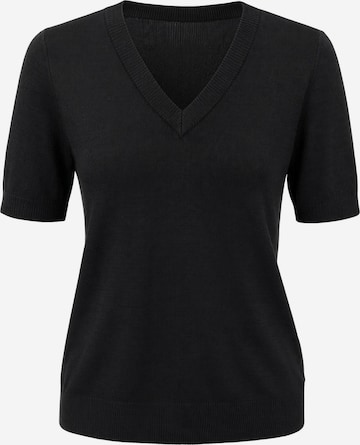 ARACH&CLOZ Pullover 'Kurzarmpullover Damen Pullover Wollmischung Kurzarm V Ausschnitt' in Schwarz: Vorderseite