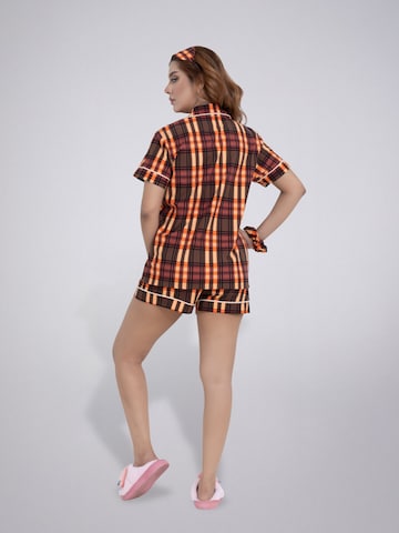 Shorty 'Leafletic Women’s Check Night Wear Short Set for Women' LEAFLETIC en marron