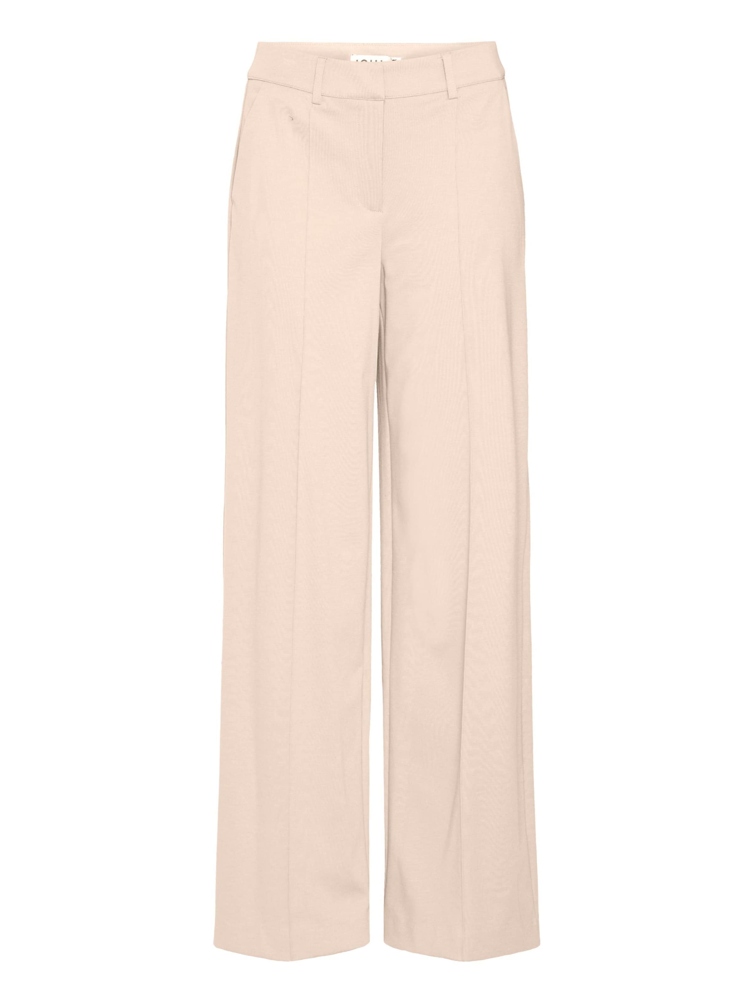ICHI Wide Leg Bukser med fals 'Kate' i beige: forside
