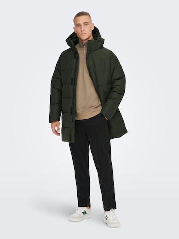 Only & Sons Winter Coat 'CARL' in Green