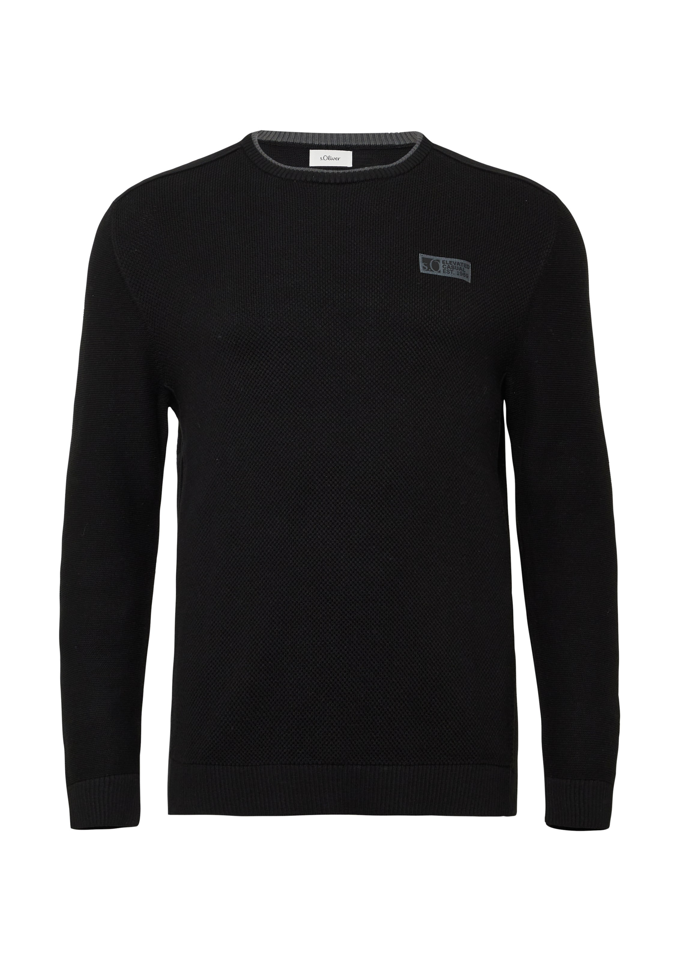 s.Oliver Men Big Sizes Pullover in Schwarz: Vorderseite